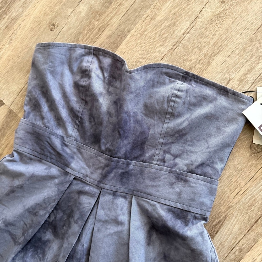 Roxy Women's Strapless Tie-Dye Mini Dress Gray‎ Size 5 Zipper Pocketed Retro NWT - Picture 4 of 11